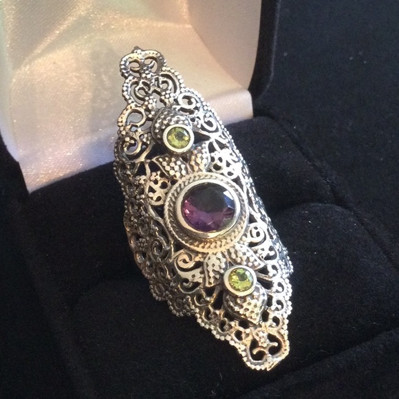 Treasure Of Morocco Genuine Amethyst, Peridot Ring - Picture 2 of 11